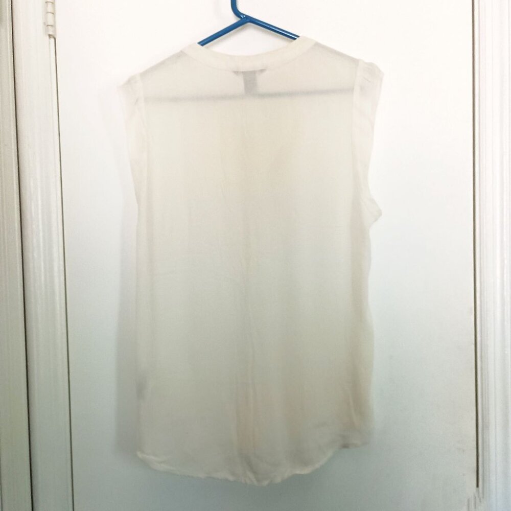 H&M baby cap sleeve split collar v-neck blouse white size 10 - Picture 2 of 4